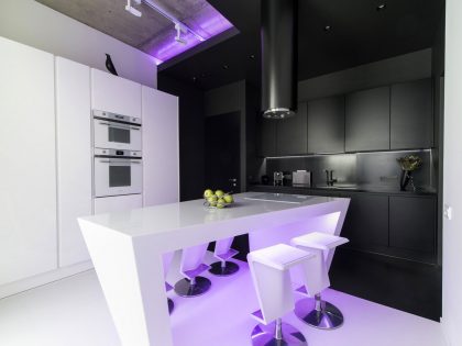 A Futuristic Modern Apartment with Neon Accent Lights in Moscow by Geometrix Design (16)