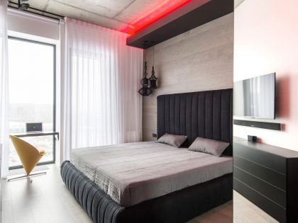 A Futuristic Modern Apartment with Neon Accent Lights in Moscow by Geometrix Design (19)
