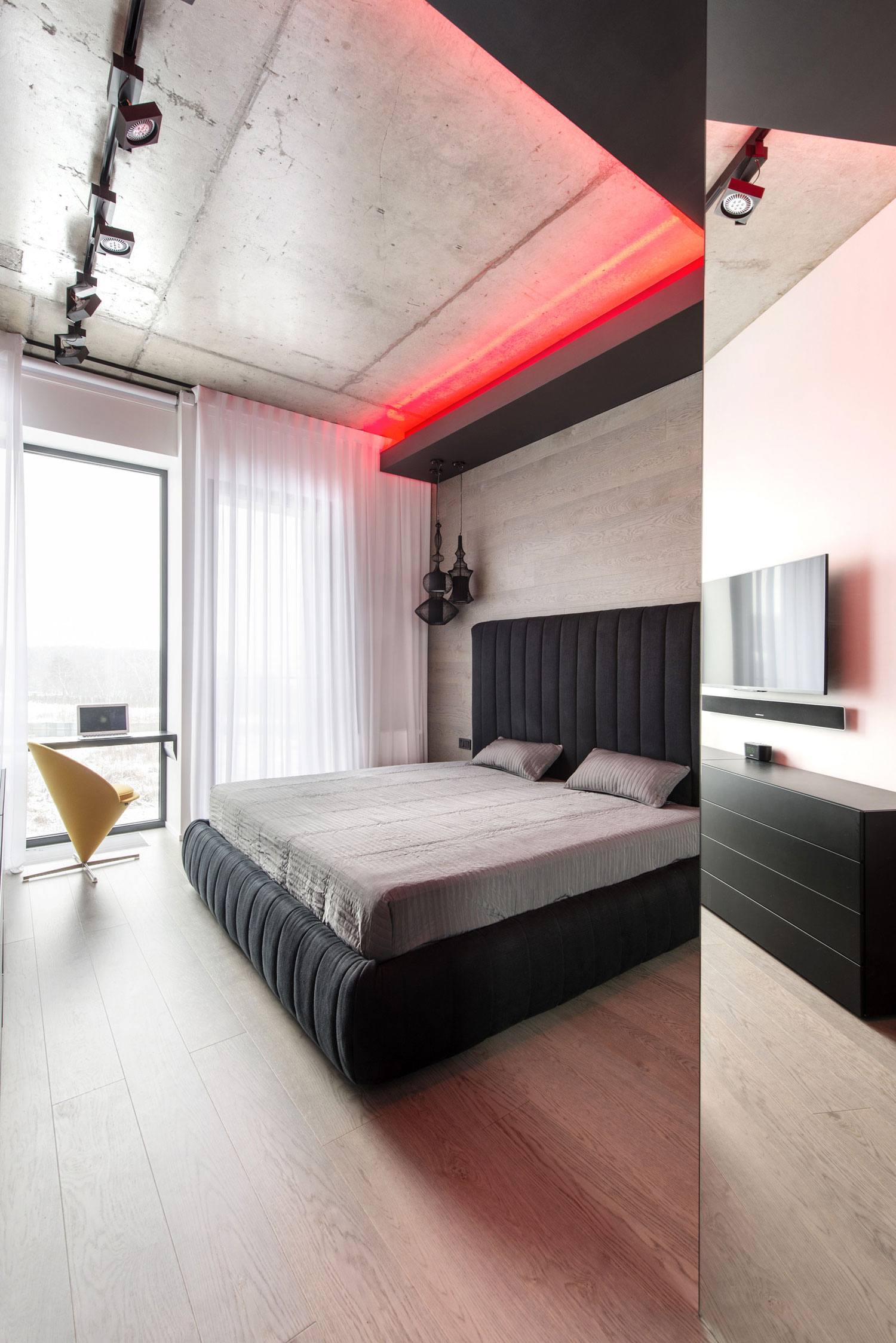 A Futuristic Modern Apartment with Neon Accent Lights in Moscow by Geometrix Design (19)