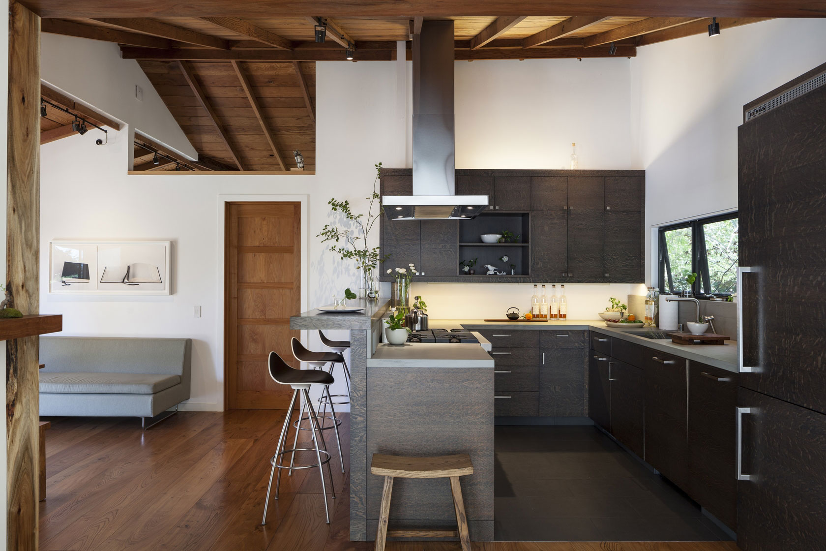 A Rustic Modern House with Pool Terrace and Garage with Green Roof in San Rafael by Feldman Architecture (6)