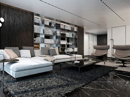 A Luxurious Apartment with Lots of Black and White Interiors in Kiev, Ukraine by Iryna Dzhemesiuk & Vitaly Yurov (14)