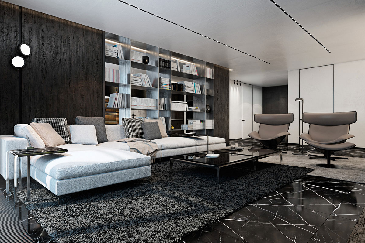 A Luxurious Apartment with Lots of Black and White Interiors in Kiev, Ukraine by Iryna Dzhemesiuk & Vitaly Yurov (14)