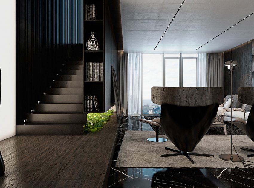 A Luxurious Apartment with Lots of Black and White Interiors in Kiev, Ukraine by Iryna Dzhemesiuk & Vitaly Yurov (21)