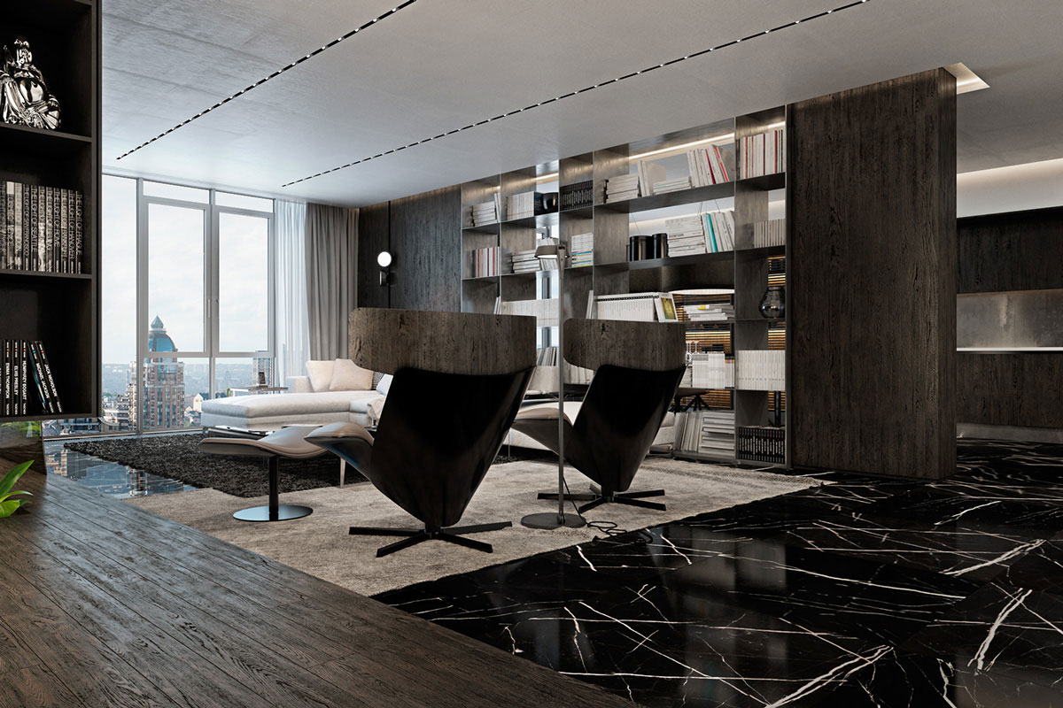 A Luxurious Apartment with Lots of Black and White Interiors in Kiev, Ukraine by Iryna Dzhemesiuk & Vitaly Yurov (9)