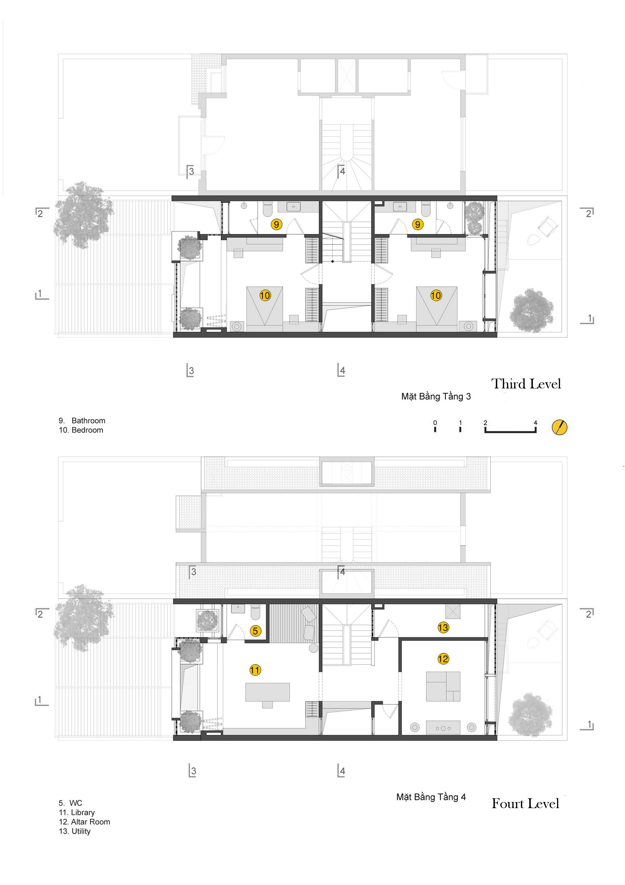 A Row House Transformed into a Bright Home with White Concrete Blocks in Vietnam by LANDMAK ARCHITECTURE (27)