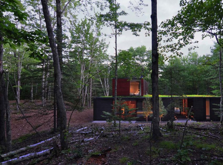 A Small Contemporary Home Nestled in a Nature Forest on the Shores of Lake Michigan by Johnsen Schmaling Architects (11)