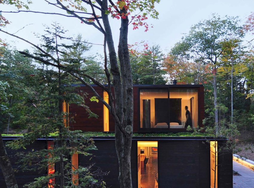 A Small Contemporary Home Nestled in a Nature Forest on the Shores of Lake Michigan by Johnsen Schmaling Architects (9)