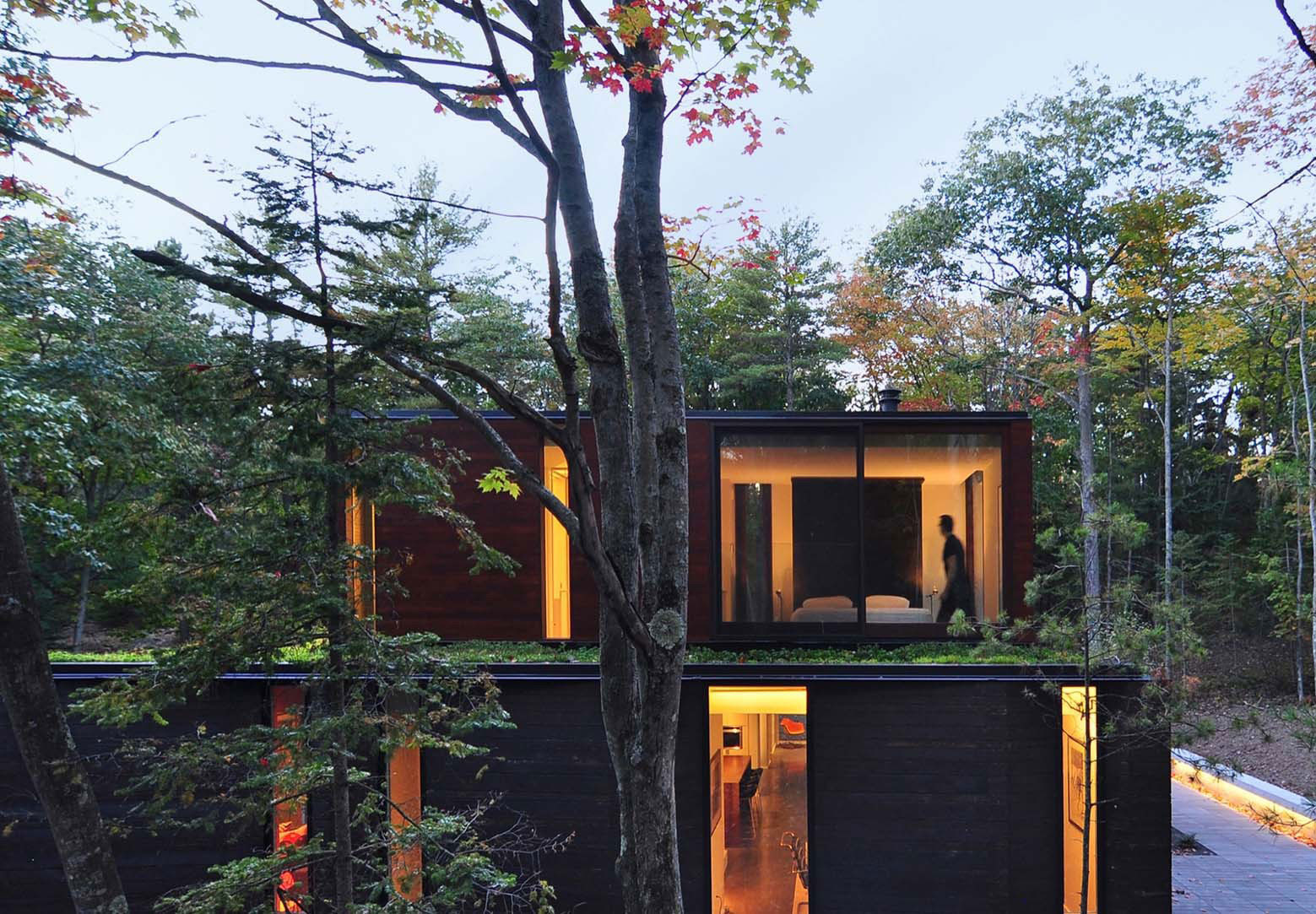 A Small Contemporary Home Nestled in a Nature Forest on the Shores of Lake Michigan by Johnsen Schmaling Architects (9)