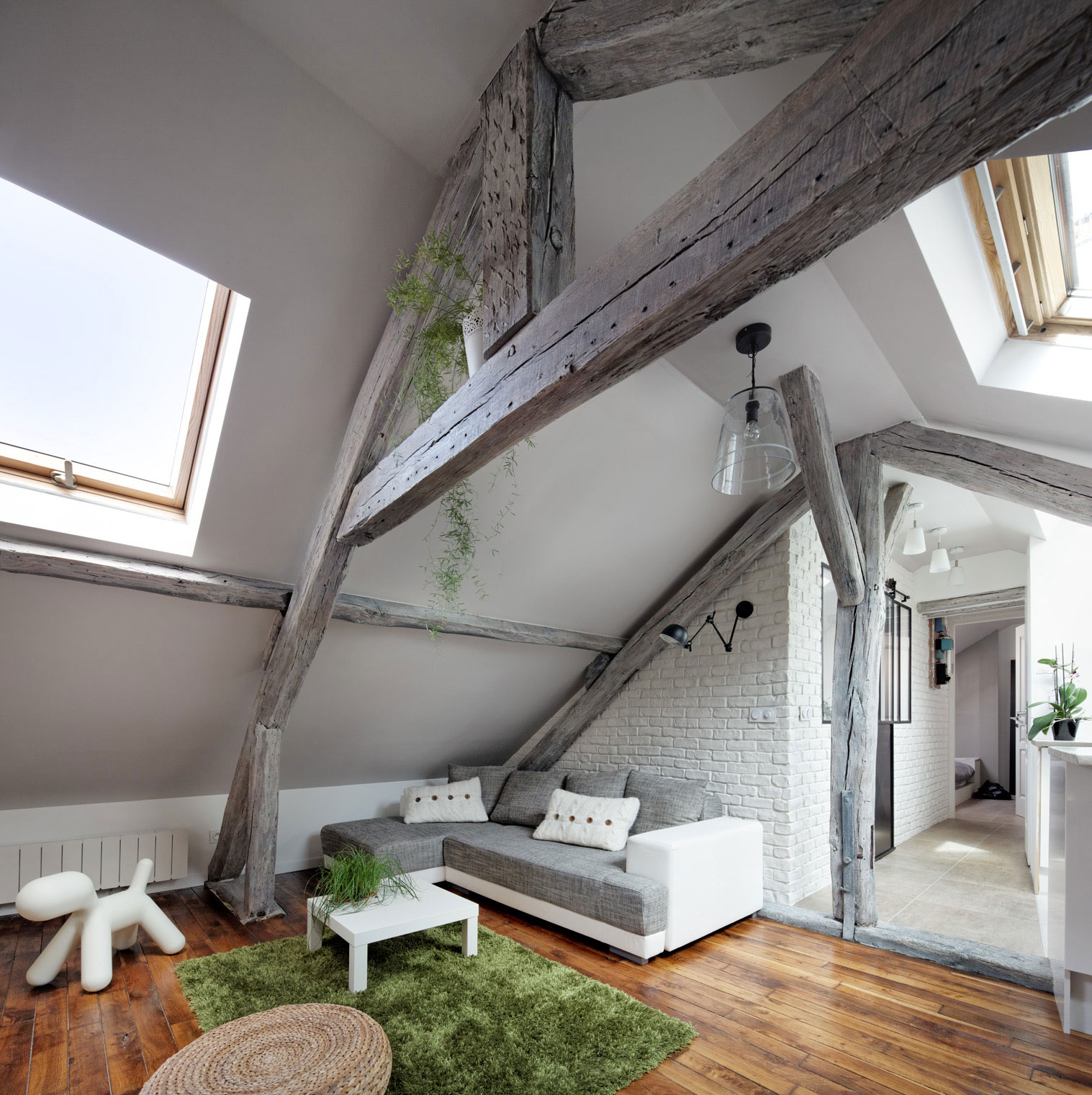 A Smart Contemporary Apartment with Rustic Meets Industrial Decor in Ivry-sur-Seine, France by Prisca Pellerin (3)