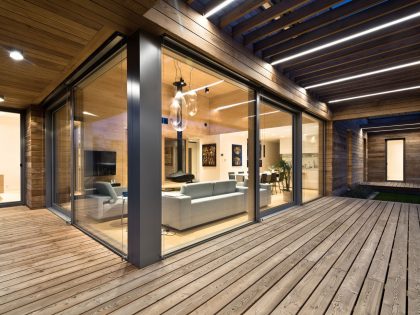 A Spacious Contemporary Wooden Home with Cedar Walls Inside and Out in Poznań by Mariusz Wrzeszcz Office (11)