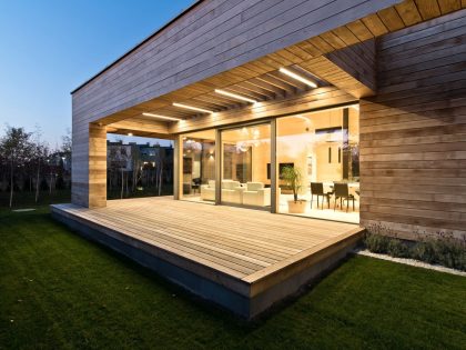 A Spacious Contemporary Wooden Home with Cedar Walls Inside and Out in Poznań by Mariusz Wrzeszcz Office (12)