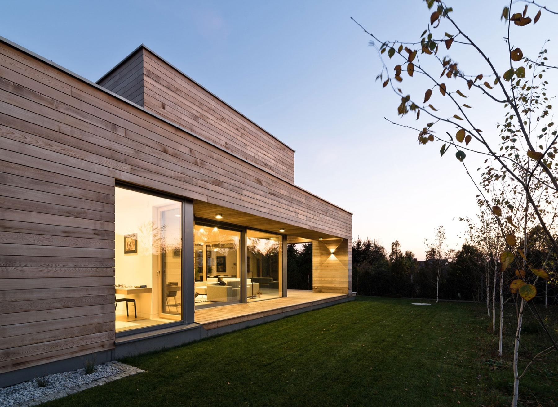 A Spacious Contemporary Wooden Home with Cedar Walls Inside and Out in Poznań by Mariusz Wrzeszcz Office (13)