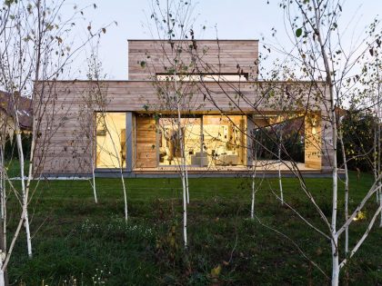 A Spacious Contemporary Wooden Home with Cedar Walls Inside and Out in Poznań by Mariusz Wrzeszcz Office (15)