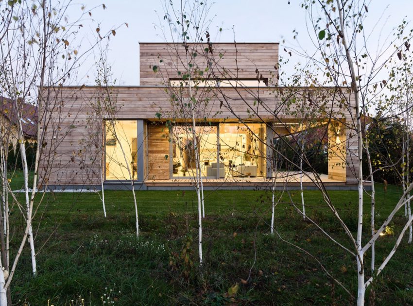 A Spacious Contemporary Wooden Home with Cedar Walls Inside and Out in Poznań by Mariusz Wrzeszcz Office (15)