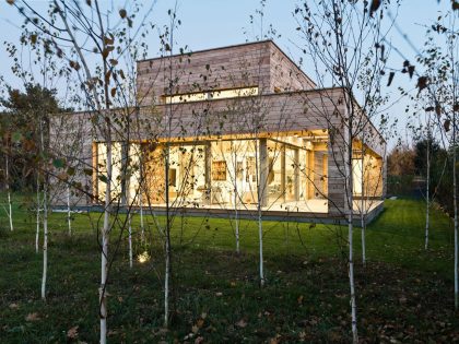 A Spacious Contemporary Wooden Home with Cedar Walls Inside and Out in Poznań by Mariusz Wrzeszcz Office (16)