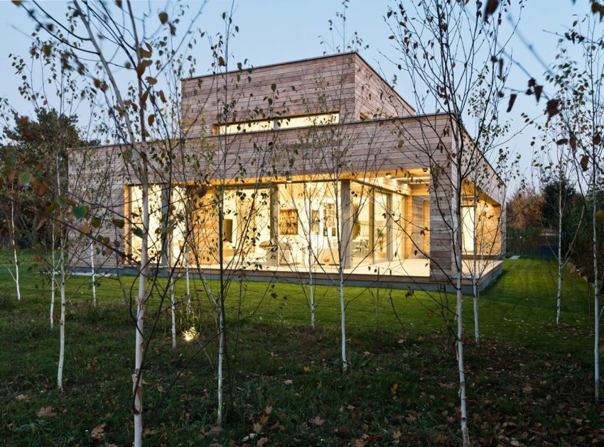 A Spacious Contemporary Wooden Home with Cedar Walls Inside and Out in Poznań by Mariusz Wrzeszcz Office (16)