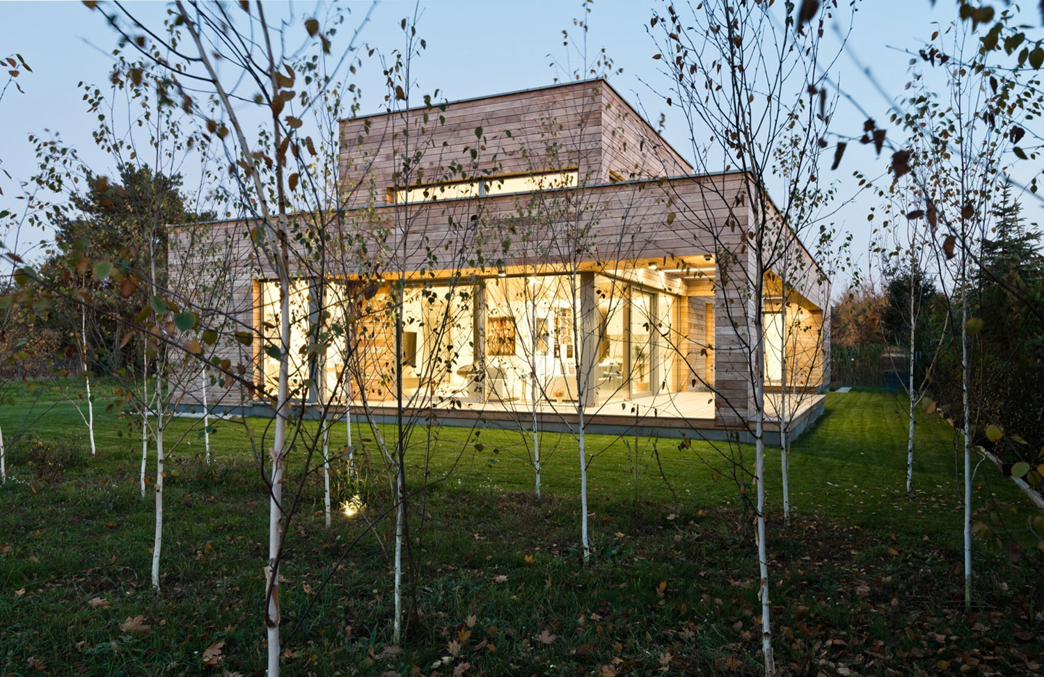 A Spacious Contemporary Wooden Home with Cedar Walls Inside and Out in Poznań by Mariusz Wrzeszcz Office (16)
