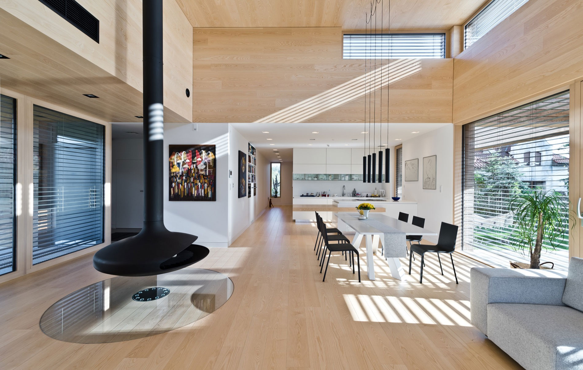 A Spacious Contemporary Wooden Home with Cedar Walls Inside and Out in Poznań by Mariusz Wrzeszcz Office (7)