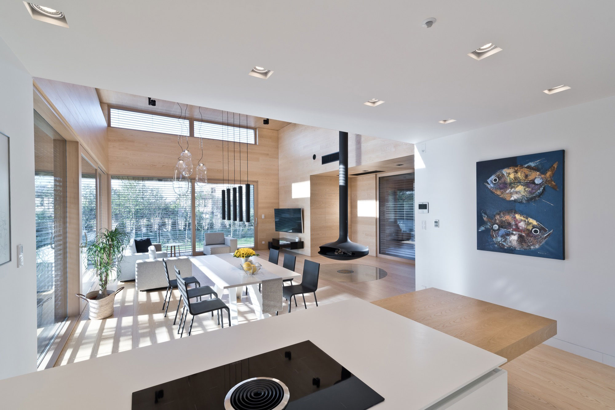 A Spacious Contemporary Wooden Home with Cedar Walls Inside and Out in Poznań by Mariusz Wrzeszcz Office (9)