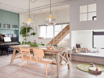 A Spacious Family Home with Wooden Slide and Swings in Kaohsiung City by HAO Design (4)