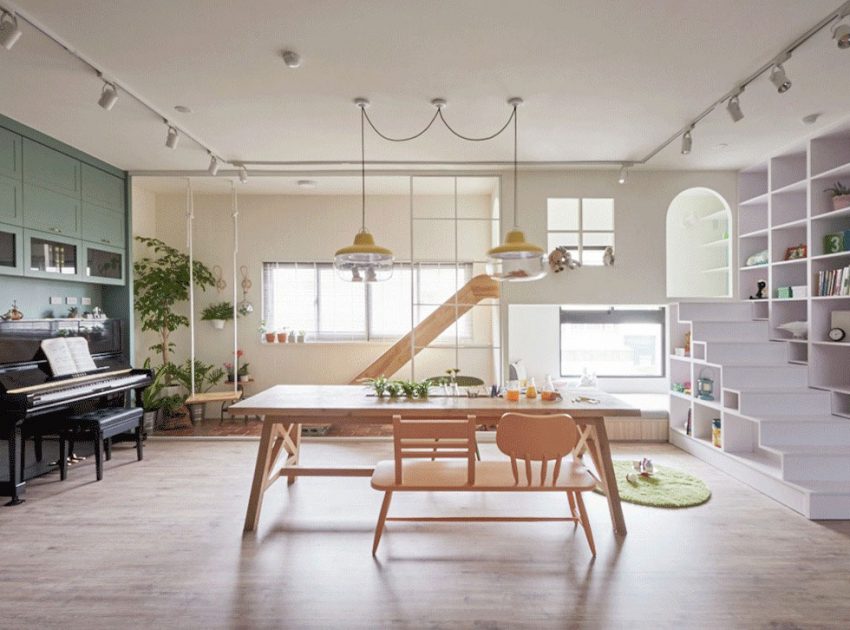A Spacious Family Home with Wooden Slide and Swings in Kaohsiung City by HAO Design (7)