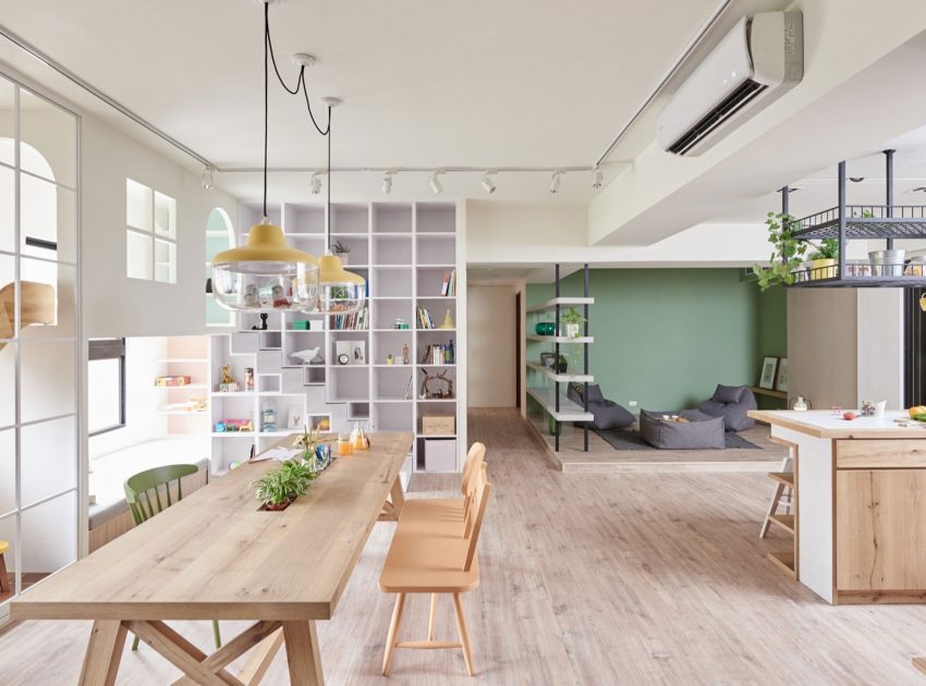 A Spacious Family Home with Wooden Slide and Swings in Kaohsiung City by HAO Design (9)