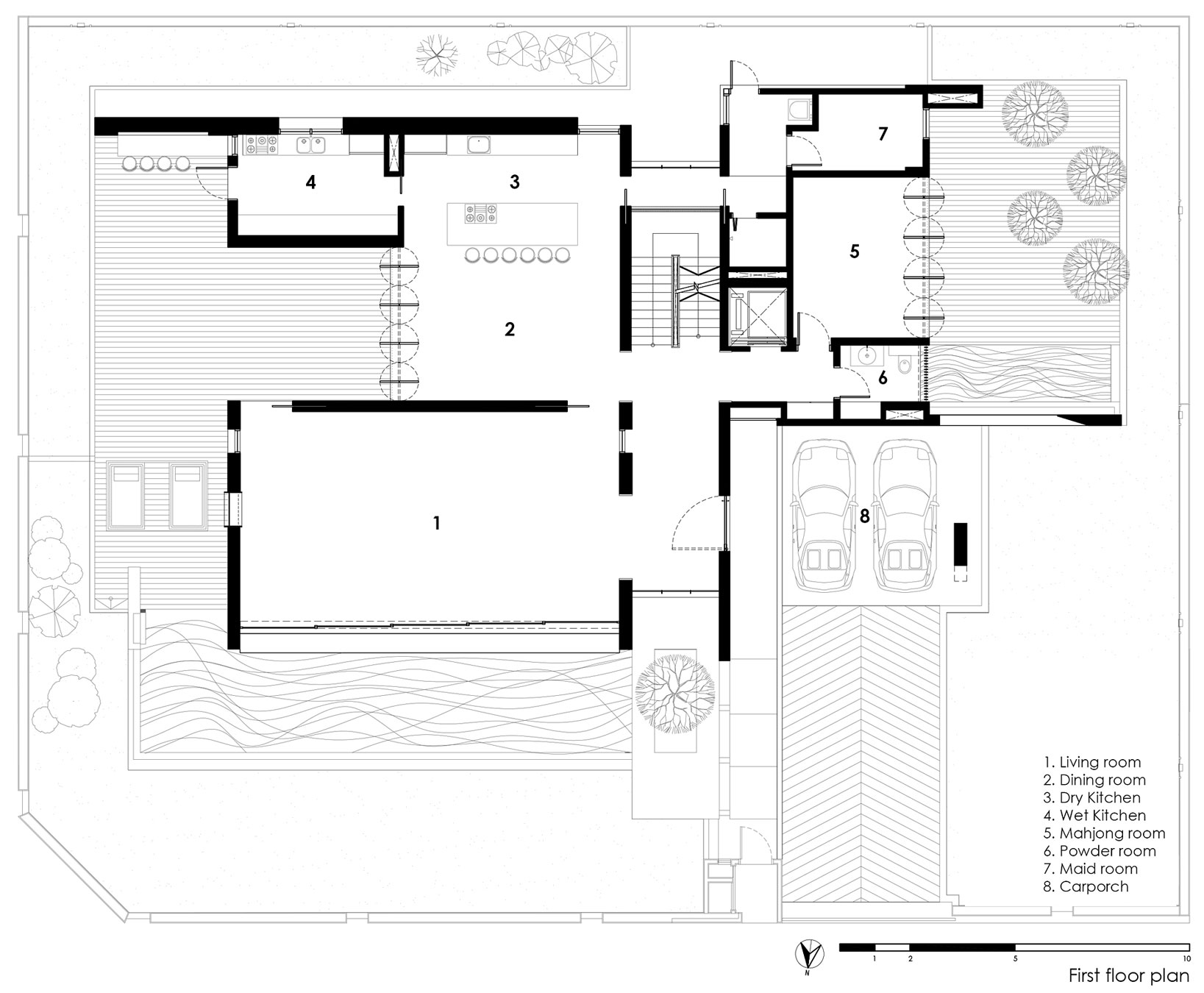 A Spacious Modern House with Wood and Orange Brick Walls in Singapore by Park + Associates Pte Ltd (12)