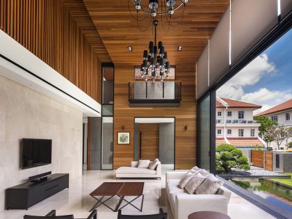 A Spacious Modern House with Wood and Orange Brick Walls in Singapore by Park + Associates Pte Ltd (4)