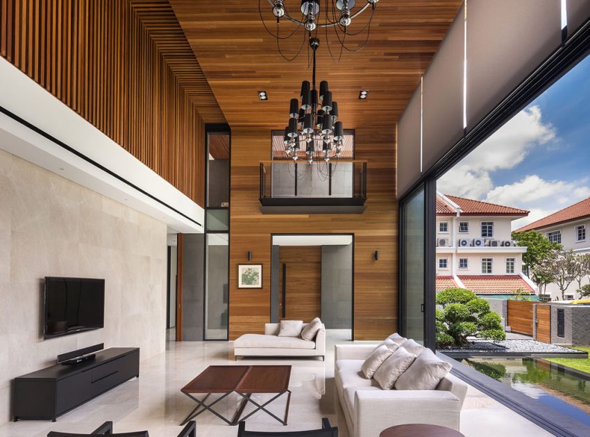 A Spacious Modern House with Wood and Orange Brick Walls in Singapore by Park + Associates Pte Ltd (4)