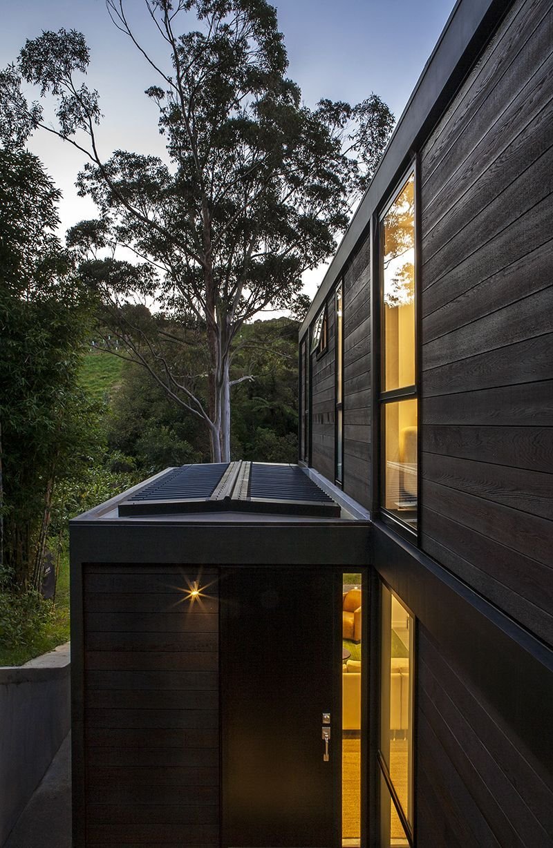 A Stunning Black Modern House with Glass Roof and Huge Windows in Auckland, New Zealand by BOX Living (8)