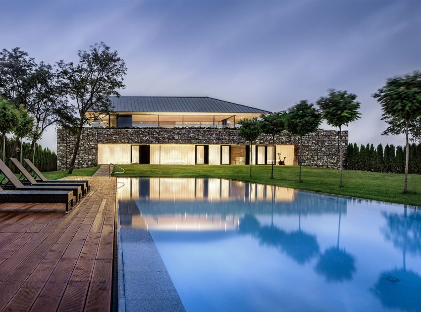 A Stunning Home with Gabion Walls and a Grassy Viewing Deck in Sofia, Bulgaria by I/O Architects (24)