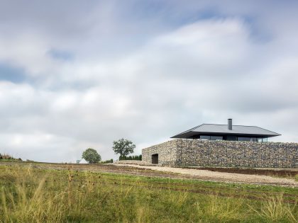 A Stunning Home with Gabion Walls and a Grassy Viewing Deck in Sofia, Bulgaria by I/O Architects (3)