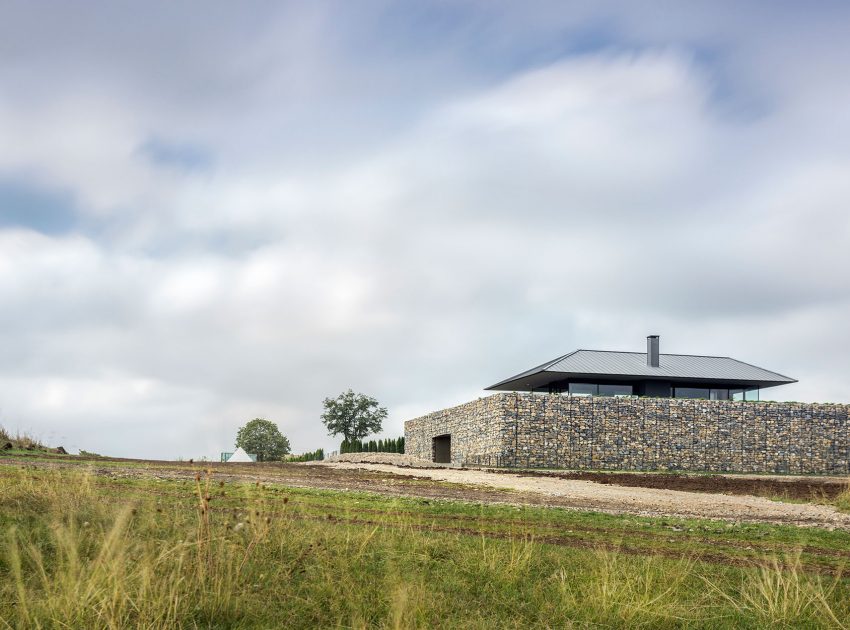 A Stunning Home with Gabion Walls and a Grassy Viewing Deck in Sofia, Bulgaria by I/O Architects (3)