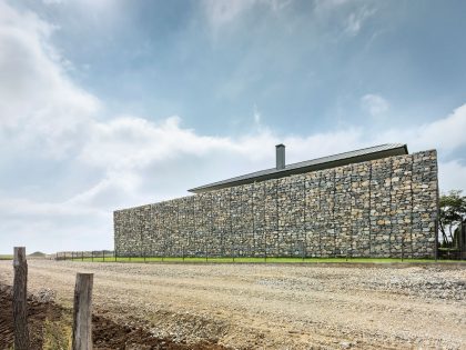 A Stunning Home with Gabion Walls and a Grassy Viewing Deck in Sofia, Bulgaria by I/O Architects (5)