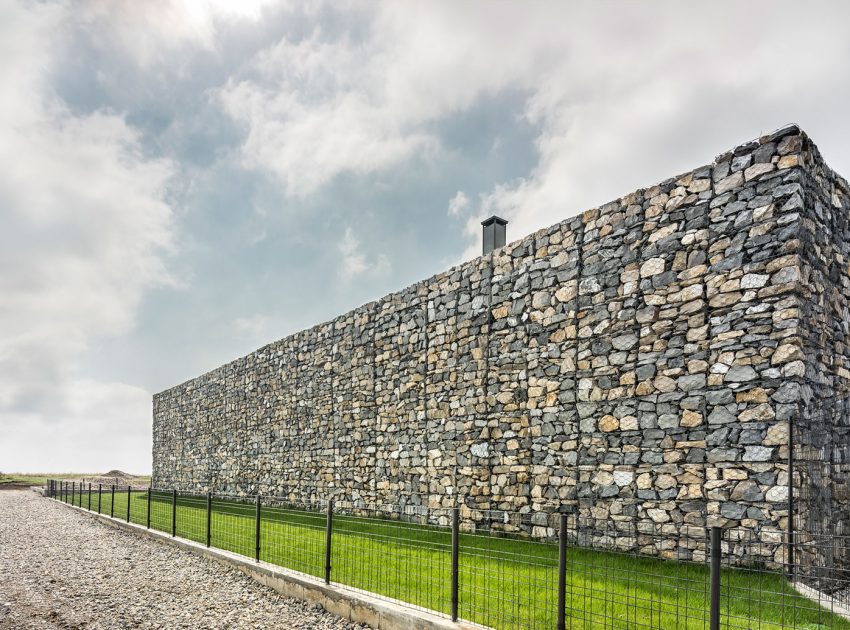 A Stunning Home with Gabion Walls and a Grassy Viewing Deck in Sofia, Bulgaria by I/O Architects (6)