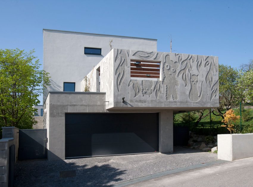 A Stunning Sculptural Concrete Villa in Bratislava, Slovakia by ARCHITEKTI ŠEBO LICHÝ (2)