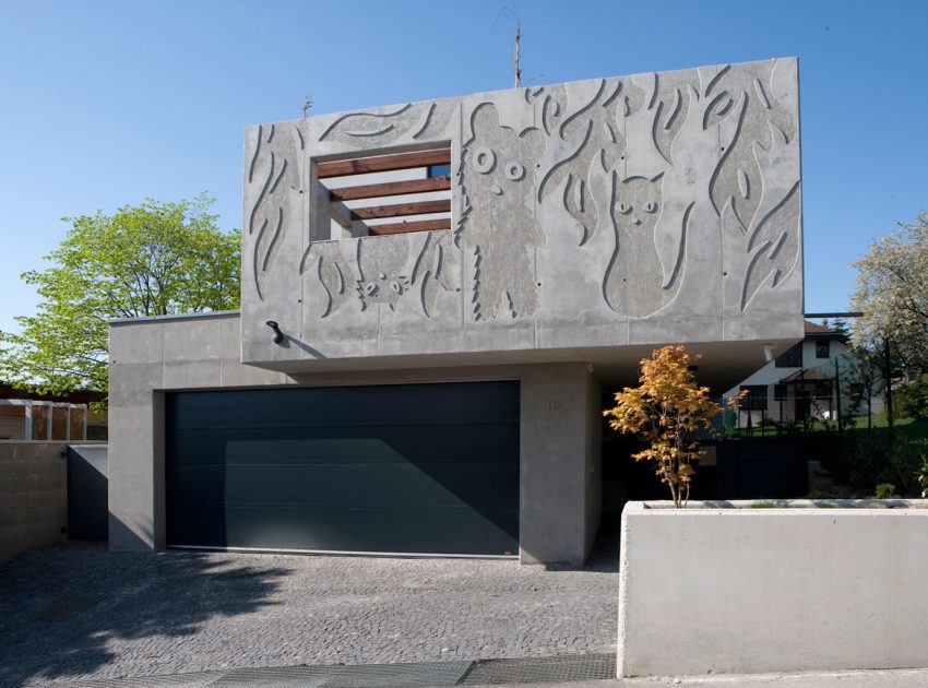 A Stunning Sculptural Concrete Villa in Bratislava, Slovakia by ARCHITEKTI ŠEBO LICHÝ (4)