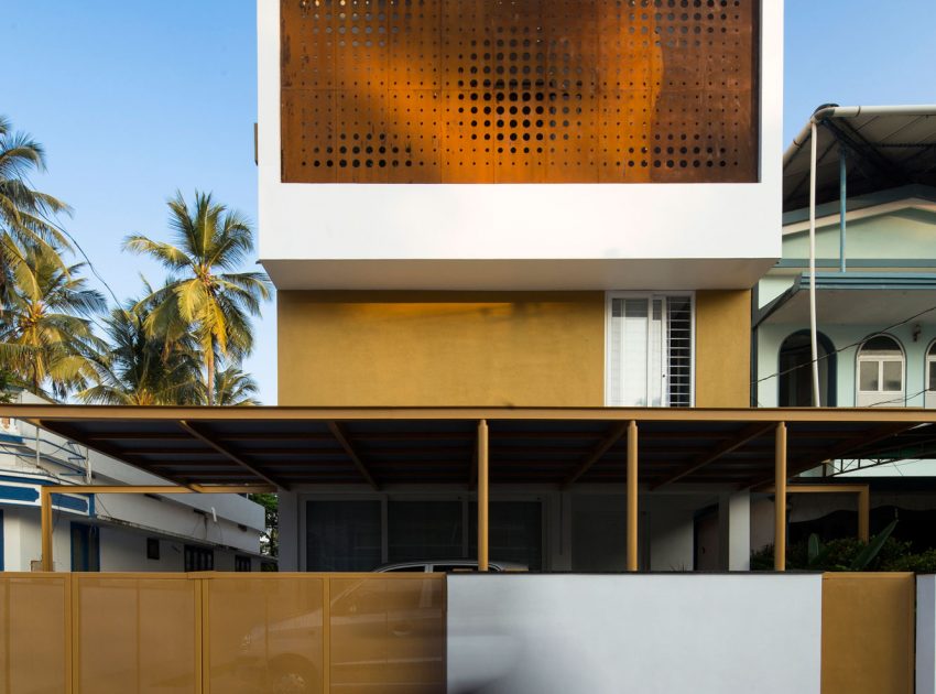 A Stunning and Spacious Home Framed by Perforated Corten Steel Walls in Kerala, India by LIJO.RENY Architects (1)