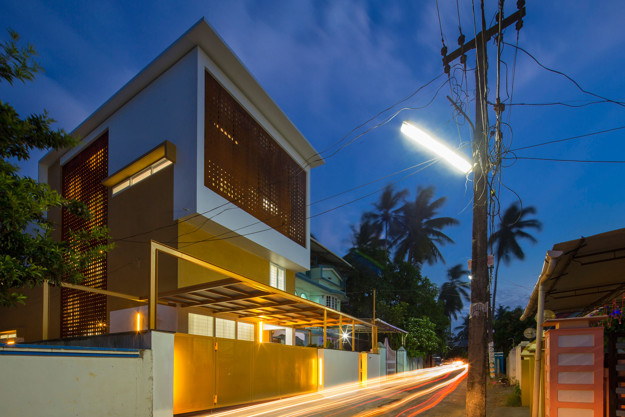 A Stunning and Spacious Home Framed by Perforated Corten Steel Walls in Kerala, India by LIJO.RENY Architects (28)