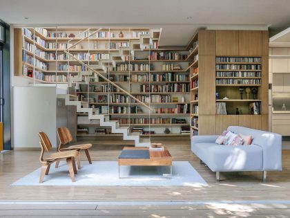 A Stunning Contemporary Home with a Large Bookshelf in Mexico City by Paul Cremoux Studio (13)