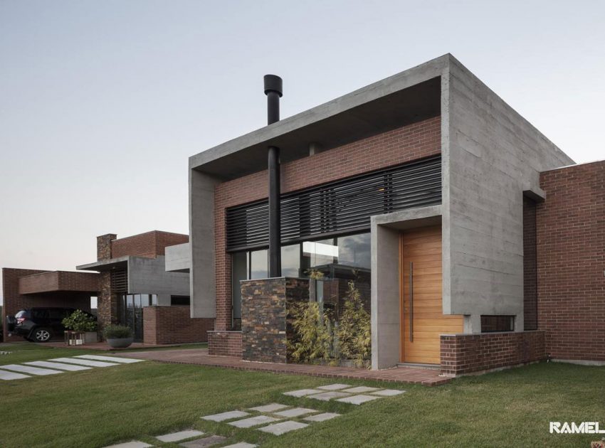 A Stylish Contemporary Home Made of Concrete and Red Bricks in Rio Grande do Sul by Ramella Arquitetura (1)