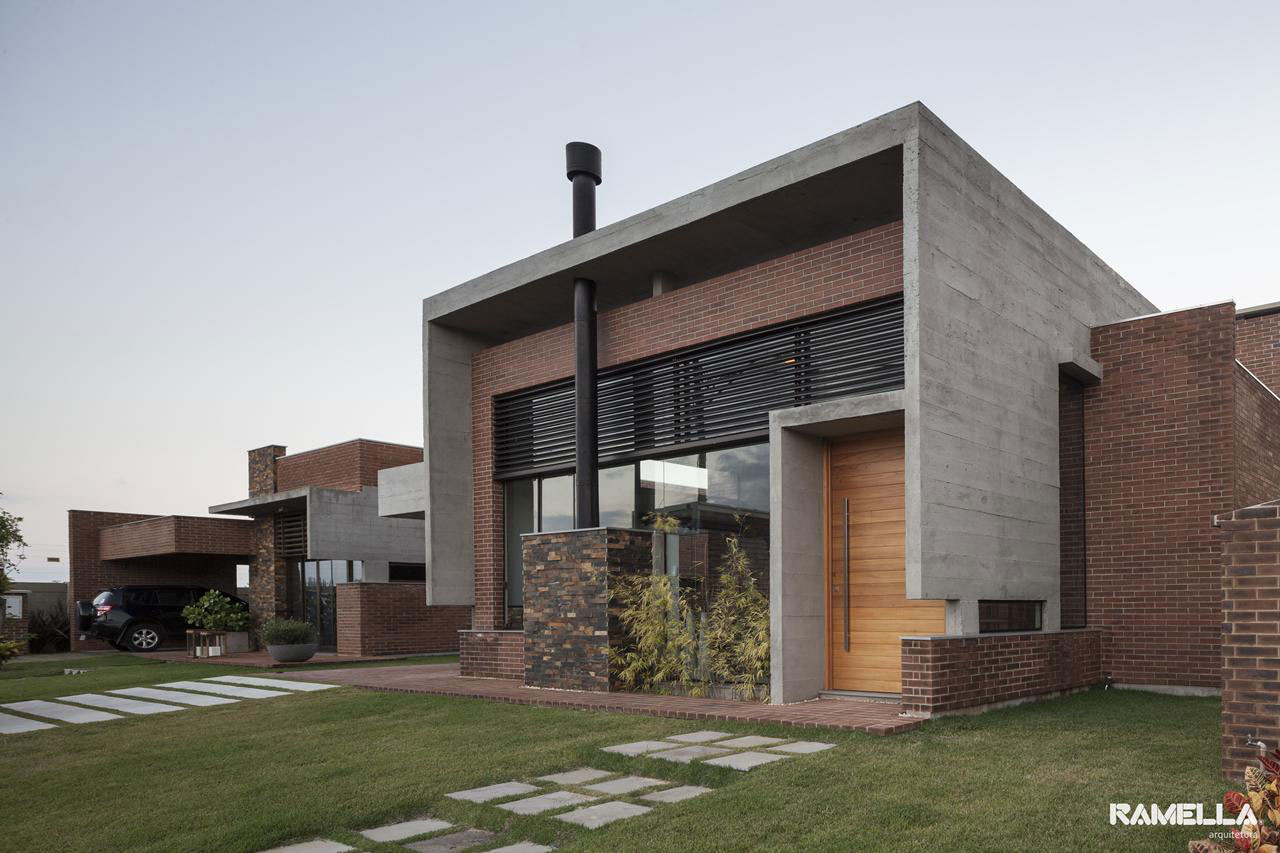 A Stylish Contemporary Home Made of Concrete and Red Bricks in Rio Grande do Sul by Ramella Arquitetura (1)
