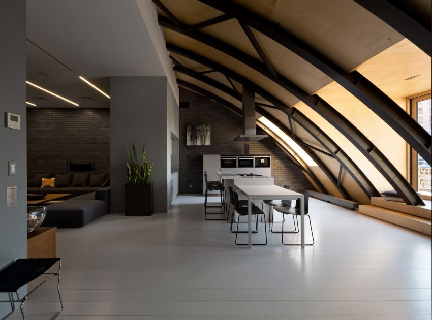 A Stylish Contemporary Loft with an Arched Ceiling in Kiev, Ukraine by Alex Obraztsov (6)
