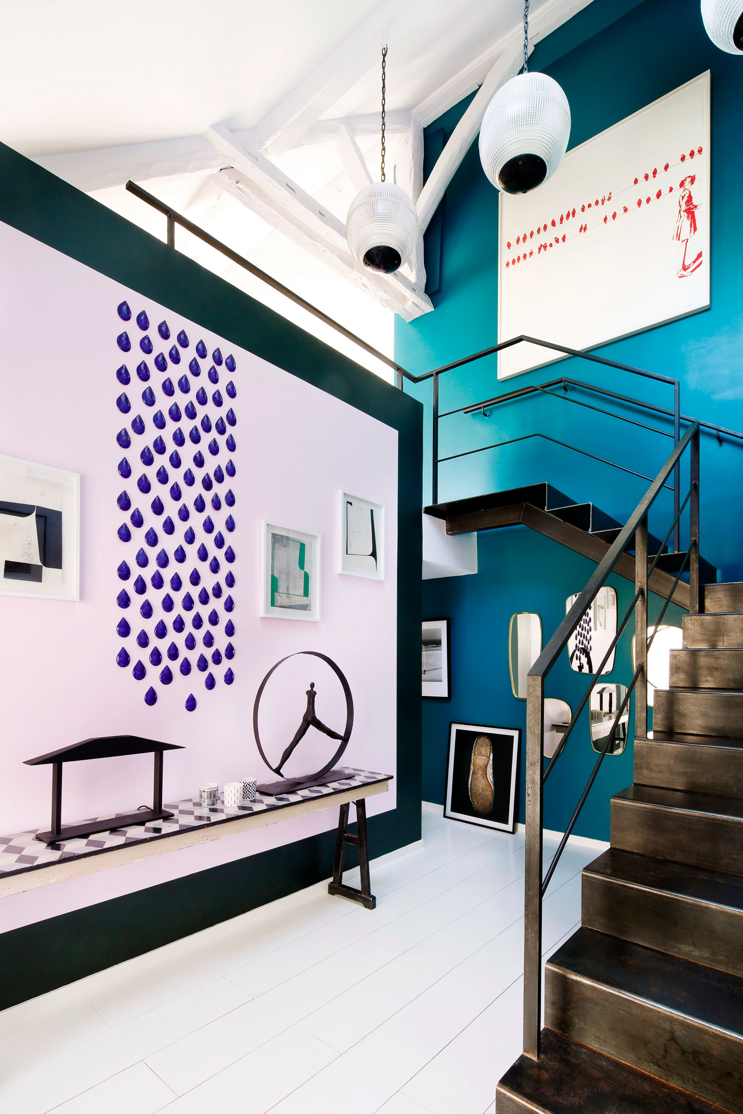 A Stylish Duplex Apartment with Eclectic and Colorful Accents in Paris, France by Sarah Lavoine (17)