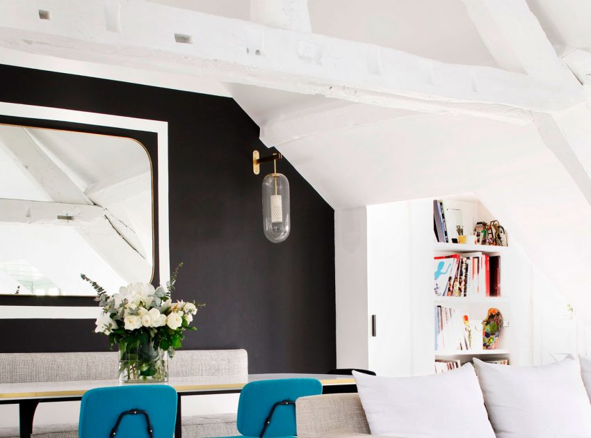 A Stylish Duplex Apartment with Eclectic and Colorful Accents in Paris, France by Sarah Lavoine (3)