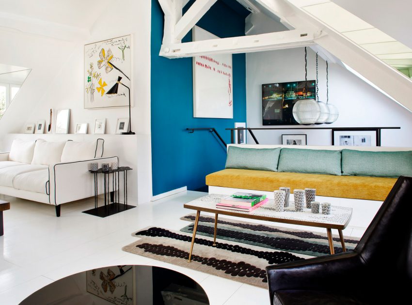 A Stylish Duplex Apartment with Eclectic and Colorful Accents in Paris, France by Sarah Lavoine (8)