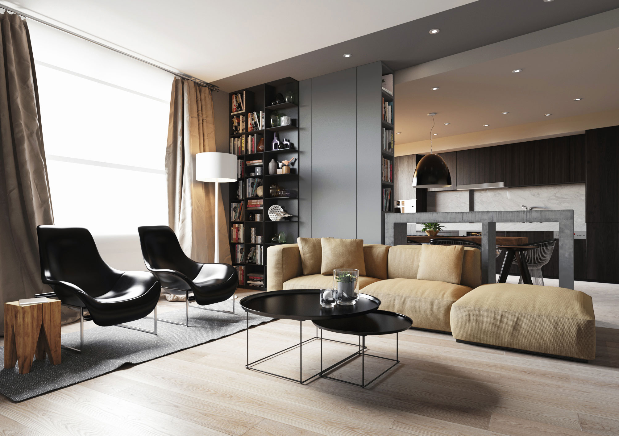 A Stylish Modern Apartment with Shades of Gray and Brown in Kiev by S&T architects (1)