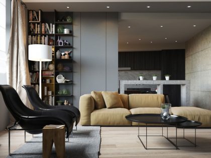 A Stylish Modern Apartment with Shades of Gray and Brown in Kiev by S&T architects (2)