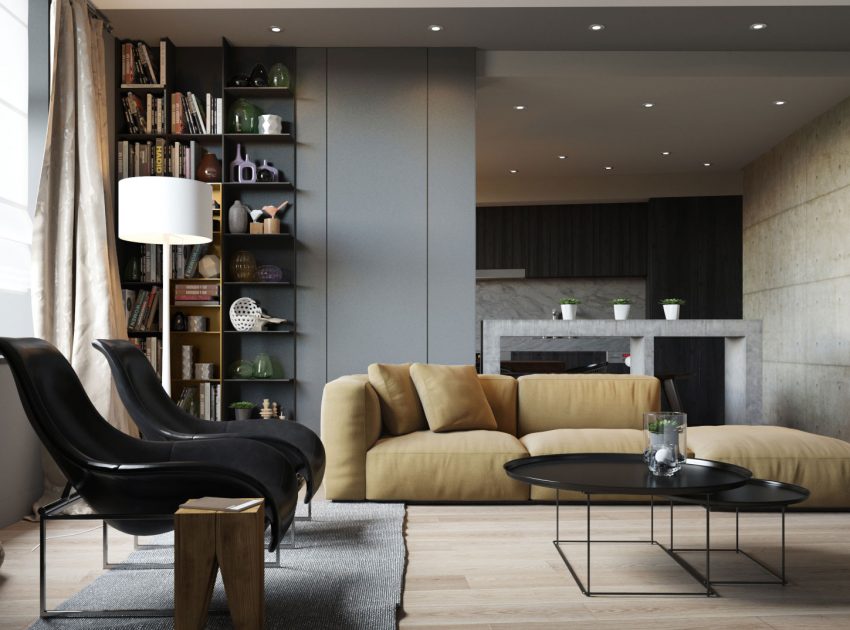 A Stylish Modern Apartment with Shades of Gray and Brown in Kiev by S&T architects (2)