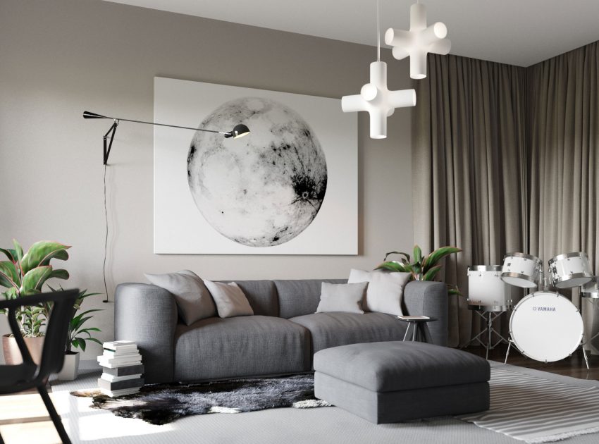 A Stylish Modern Apartment with Shades of Gray and Brown in Kiev by S&T architects (3)